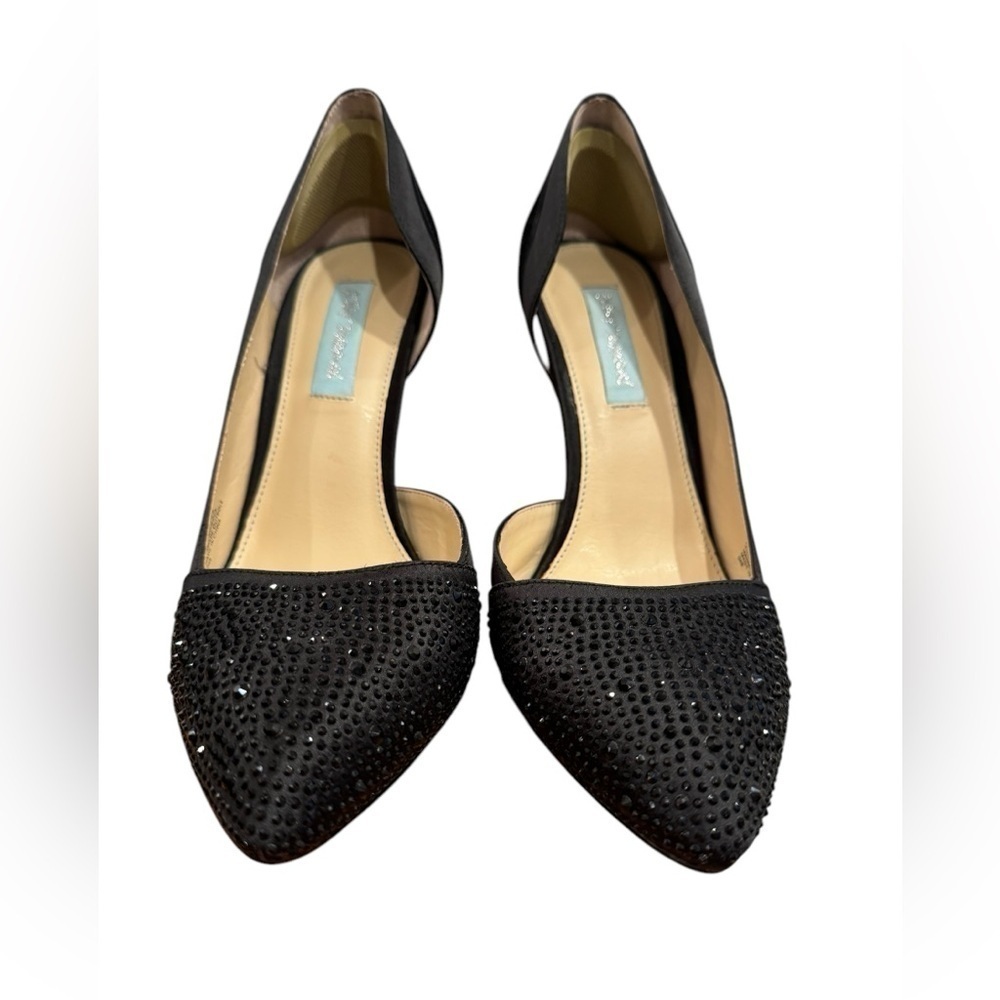 Blue by Betsy Johnson SB-Band Pumps Black Satin Embellished Size 9.5. - Picture 7 of 12